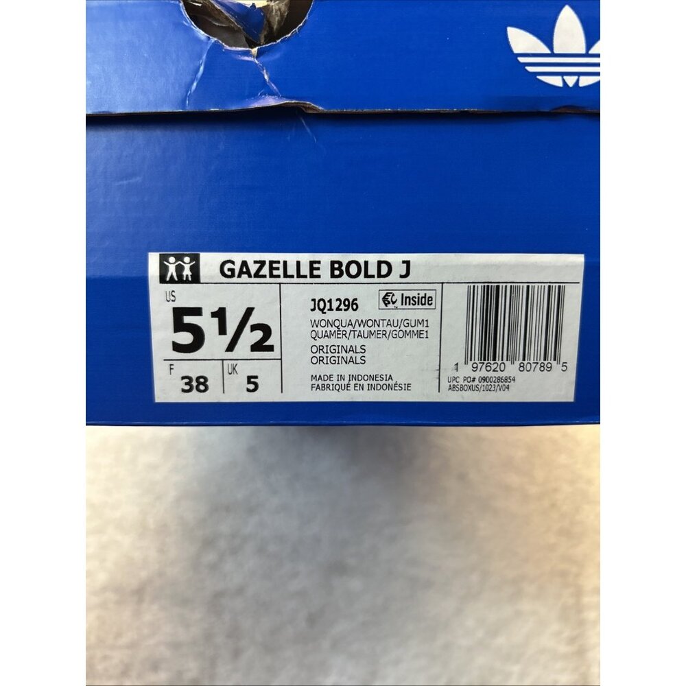 Adidas Gazelle Bold J Cream Tan Gum Sole Women SZ 5.5 New in Box - Picture 7 of 7